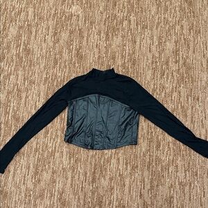 Fitted Black Long-Sleeve Corset Crop Top